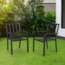 GAOMON 2PCS Vertical Grid Iron Dining Chair with Arms Backrest