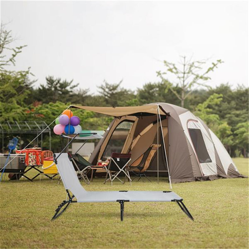 ALICIAN Outdoor Foldable Triple Folding Bed with Head Canopy Grey