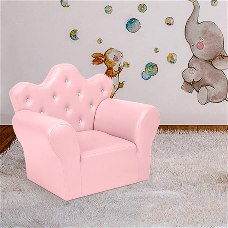 ALICIAN Children Sofa Solid Wood Composite Board Crown-Shape Single Sofa Pink