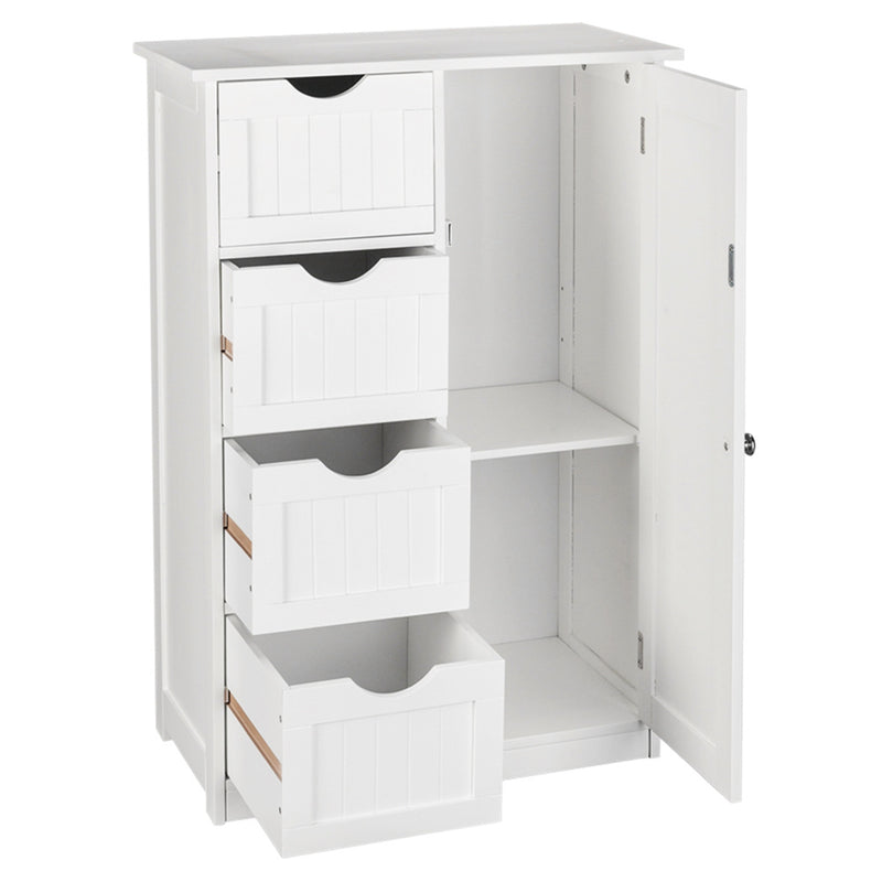 AMYOVE Single Door Bathroom Storage Cabinet with 4 Drawers Waterproof Lightweight