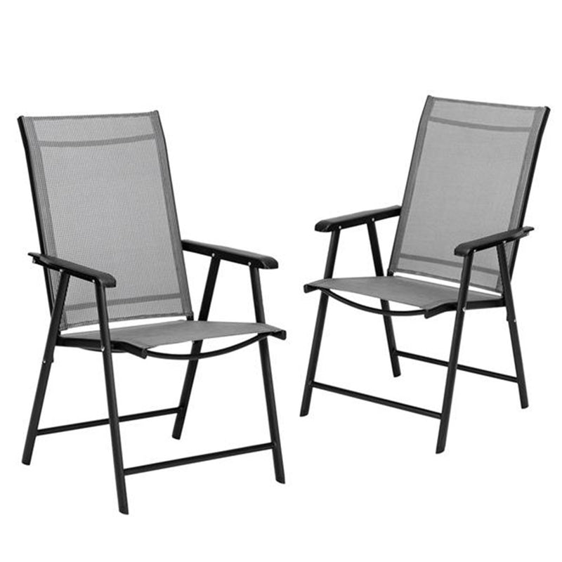 ALICIAN 2pcs Portable Folding Chairs for Courtyard Outdoor Camping Beach Grey