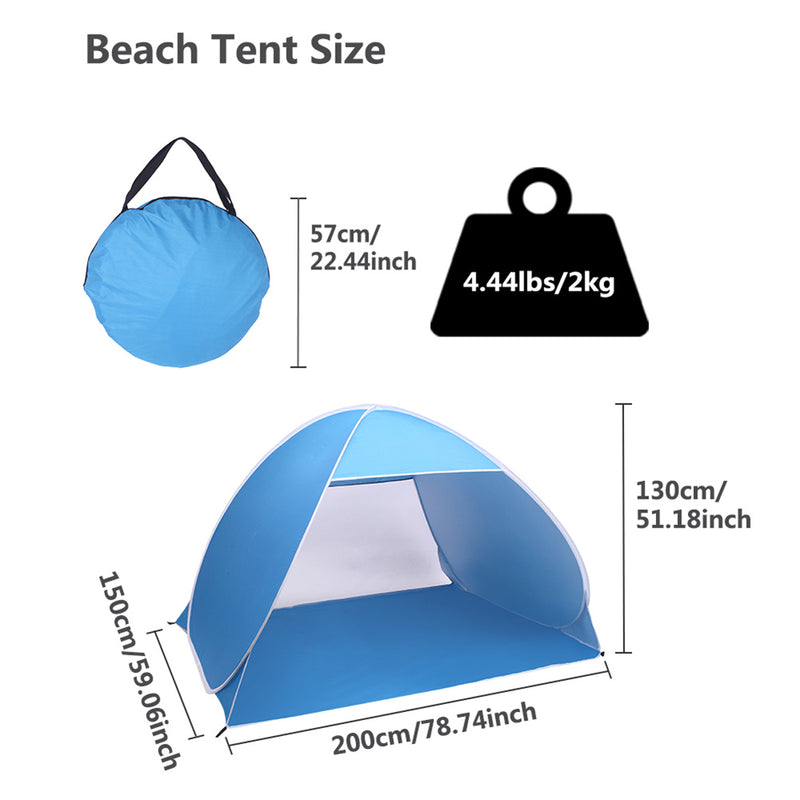 THBOXES Automatic Beach Tent Pop Up Waterproof Breathable Sun Umbrella Blue