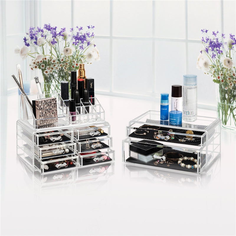 RONSHIN 3pcs/set Transparent Cosmetic Storage Rack Transparent