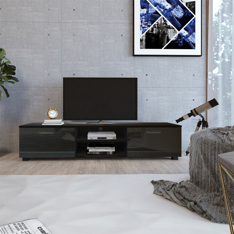 ALICIAN TV Stands with 2 Cabinet Doors TV Console Living Room Bedroom Storage Shelves