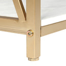 GAOMON 2-Tier Console Table Space Saving Entry Table with Gold Metal Frame White Panel Top
