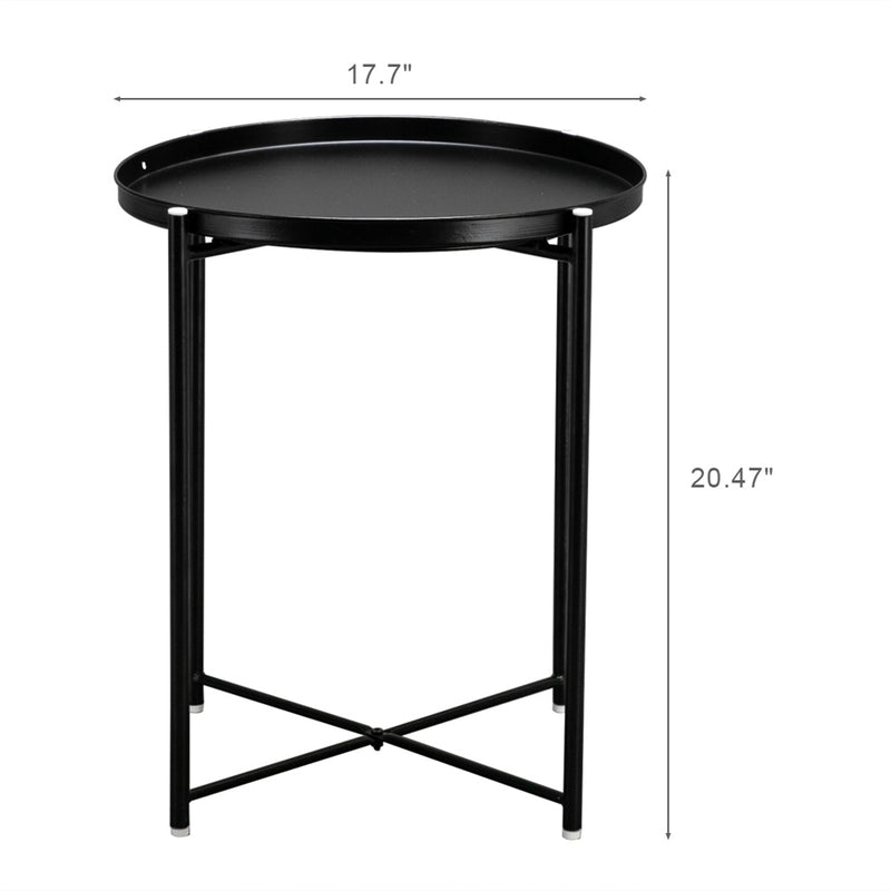 AMYOVE Round Table Living Room Sofa Bed Side Table Black