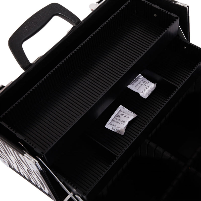 SHININGLOVE Portable Cosmetic Case White Zebra Pattern Makeup Jewelry Box