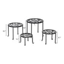 GAOMON 4pcs Round Ironwork Plant Stand Corner Plant Shelf Racks