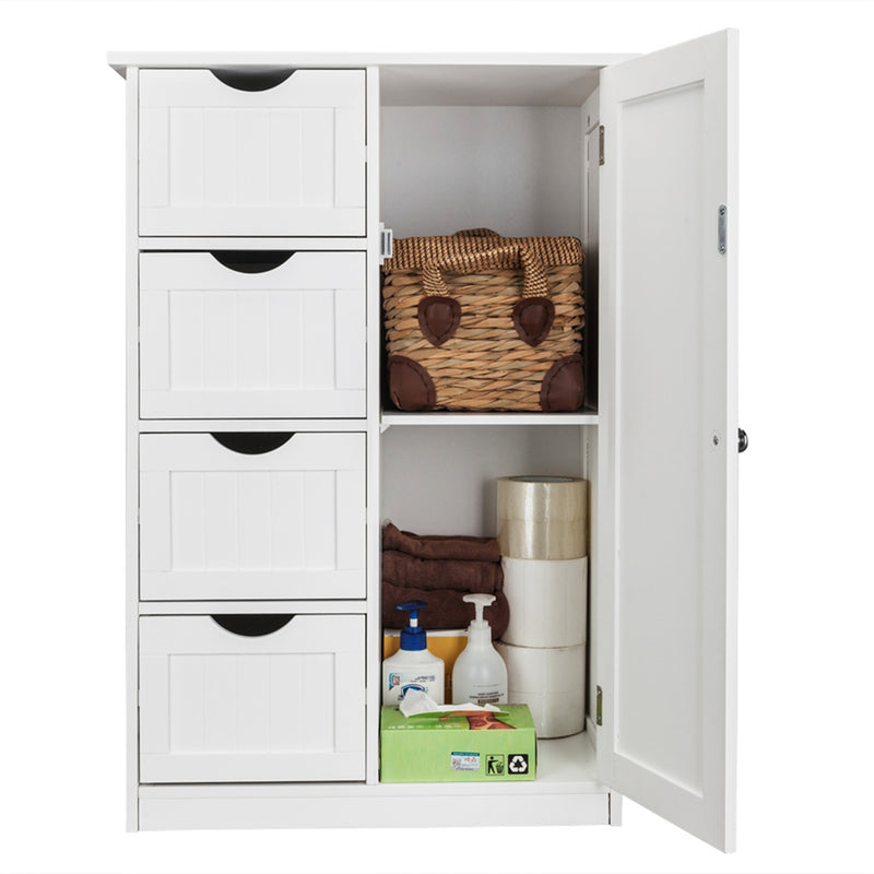 AMYOVE Single Door Bathroom Storage Cabinet with 4 Drawers Waterproof Lightweight