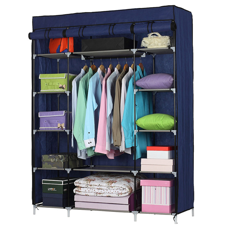 RONSHIN 5 Layers 12 Compartments Wardrobe Portable Closet Navy