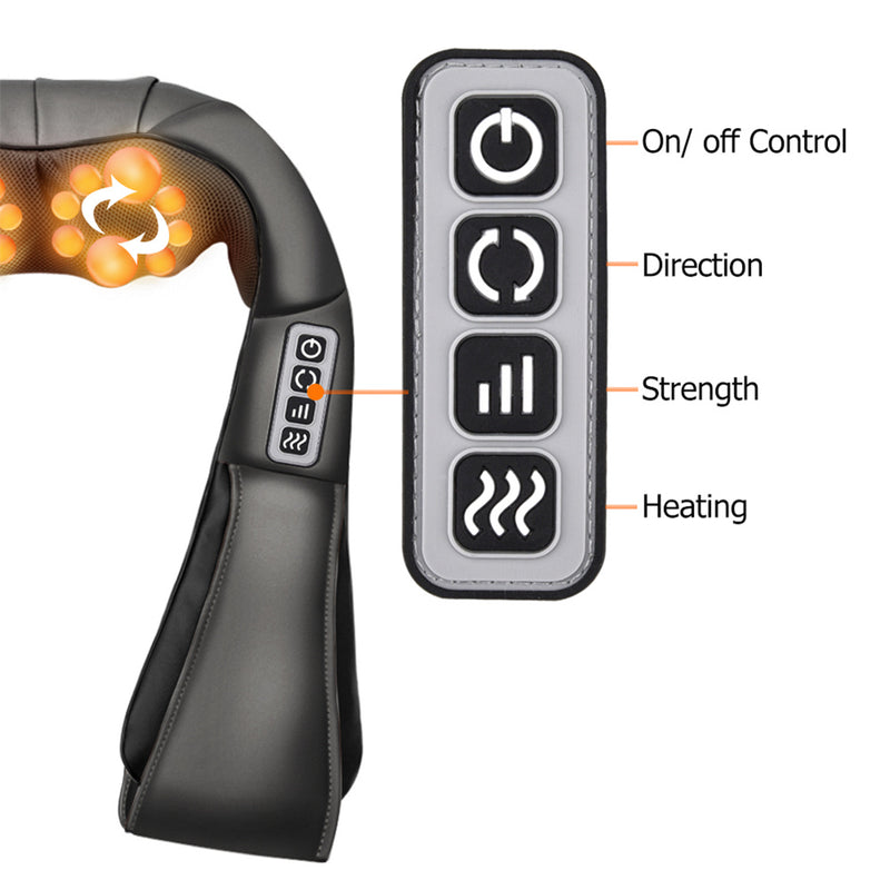 DSSTYLES U-shaped Shoulder Neck Massager 3-speed Rolling Kneading Massager Black