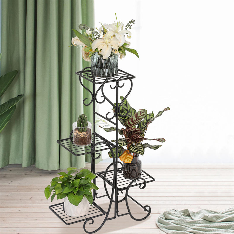 ALICIAN 32.3 inches Plant Stand 4 Potted Metal Shelves Corner Plant Shelf - Round