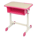 GAOMON Student Table Chair Set Adjustable White Paint Wood Grain Surface Plastic Pink