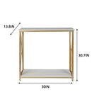 GAOMON 2-Tier Console Table Space Saving Entry Table with Gold Metal Frame White Panel Top