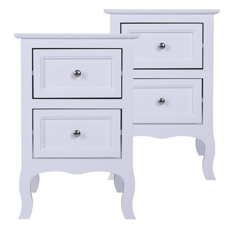 AMYOVE Rural Style Bedside Table Nightstands with 2 Drawers Storage Cabinet White