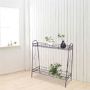 GAOMON 2-tier Standing Plant Stand Round Pattern Plant Rack Black