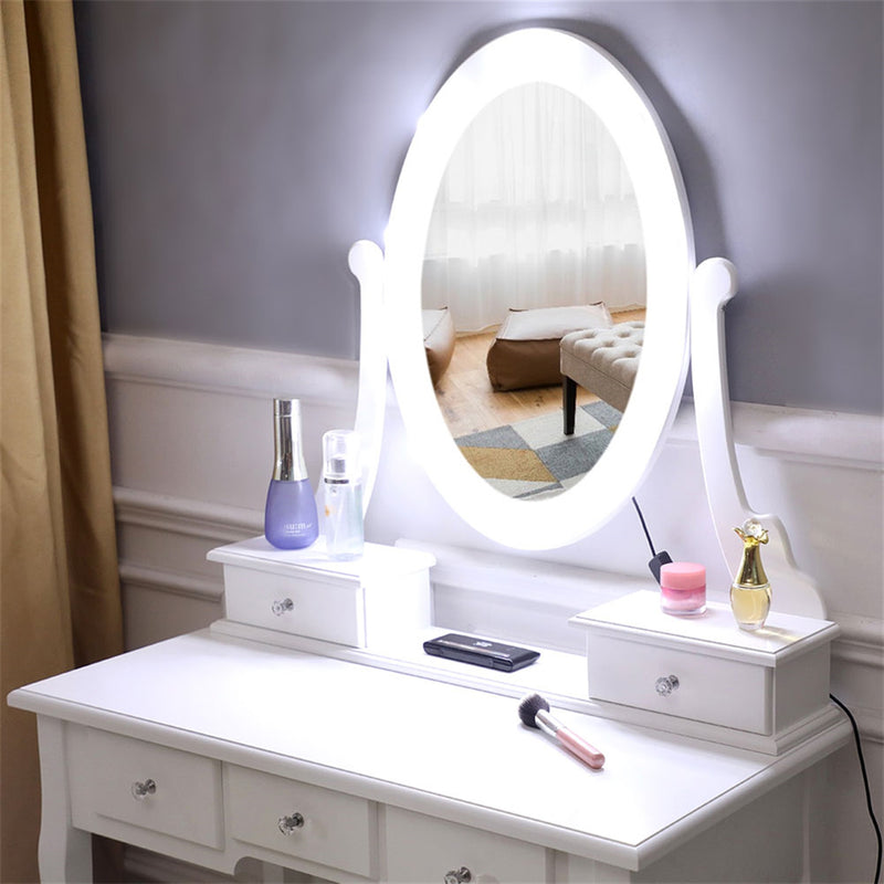 AMYOVE 5-drawer Dressing Table with Single Mirror White