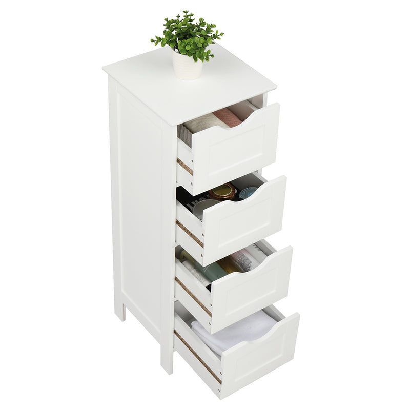 AMYOVE 4-Drawer Storage Cabinet Bathroom Storage Organizer White