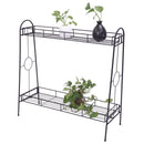 GAOMON 2-tier Standing Plant Stand Round Pattern Plant Rack Black