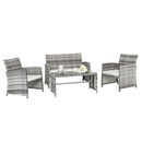 GAOMON 4PCS Rattan Table Chairs Set Includes Arm Chairs Coffee Table Black