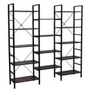 GAOMON Triple Wide 5 Tier Bookshelf Industrial Style Multipurpose Storage Rack Bookcases