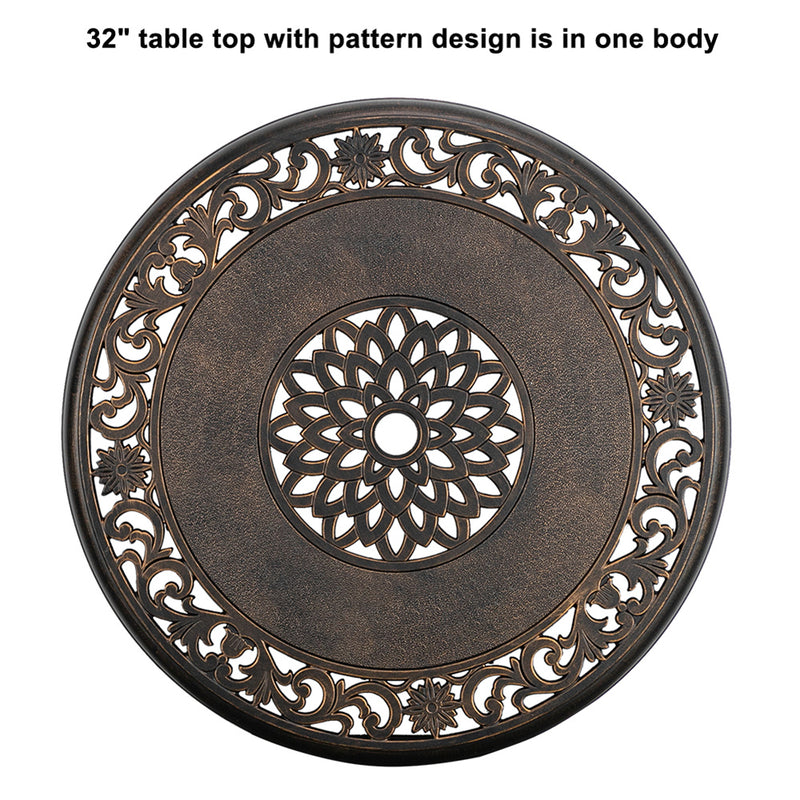 AMYOVE Round Dining Table Easy To Assemble Table 81x81x104cm Bronze