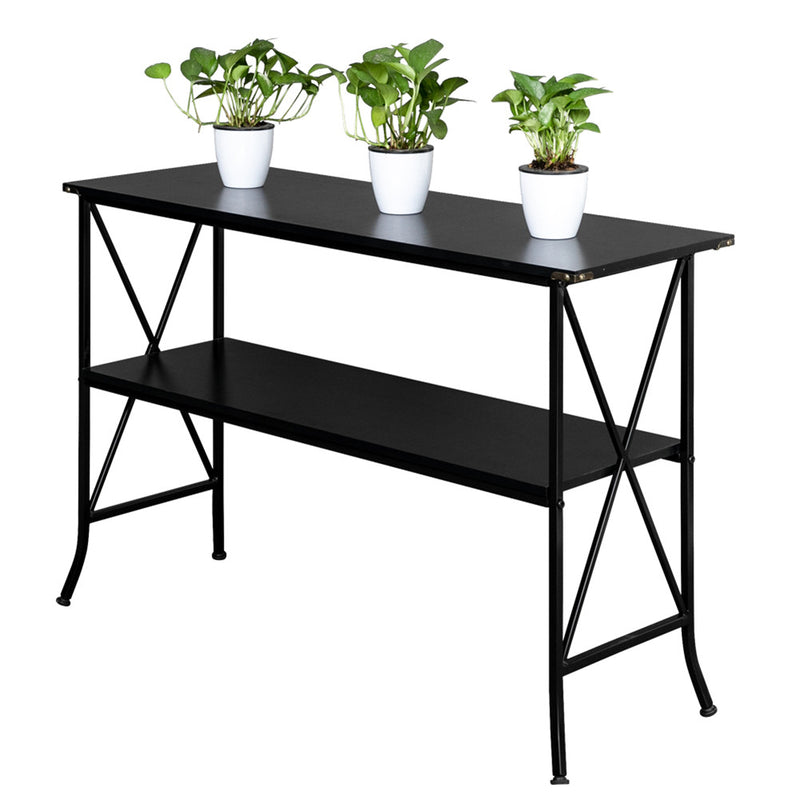 AMYOVE 2 Tier Console Table Household Desk Furniture Black