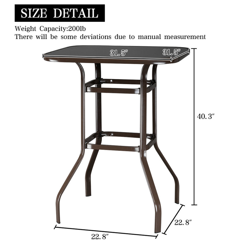 AMYOVE Bar Table Patio Table Bistro High Top Patio Table Outdoor Brown