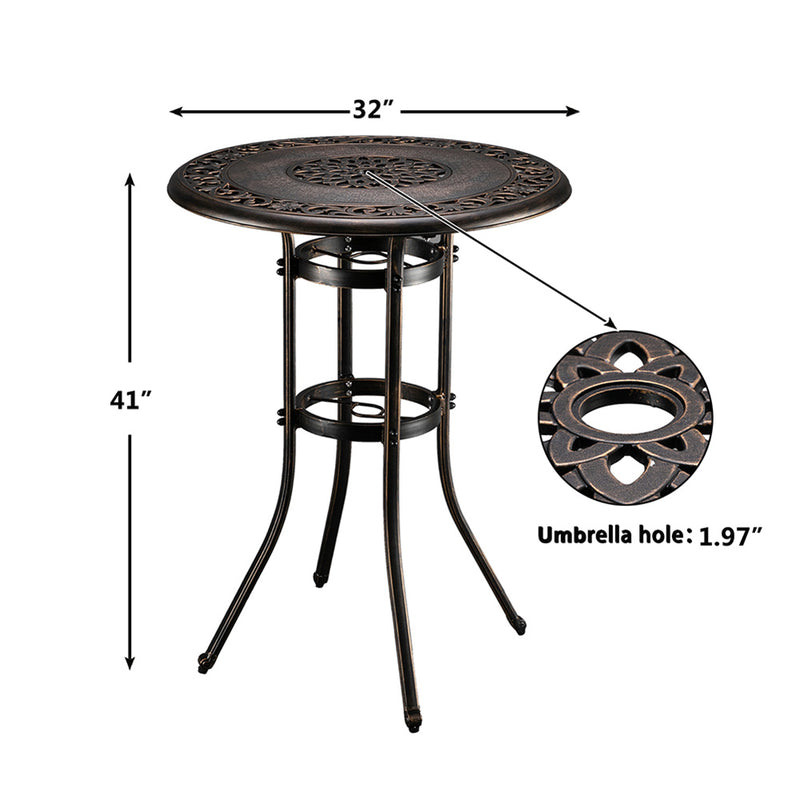 AMYOVE Round Dining Table Easy To Assemble Table 81x81x104cm Bronze