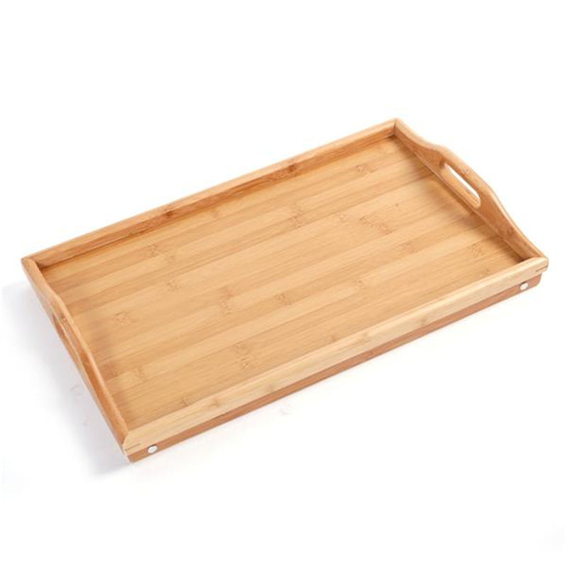 AMYOVE Bamboo Tray Tea Table with Folding Legs Desk Wood Color