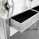GAOMON Dressing Table Bedroom Table Glass Mirror Table with Two Drawers Silver