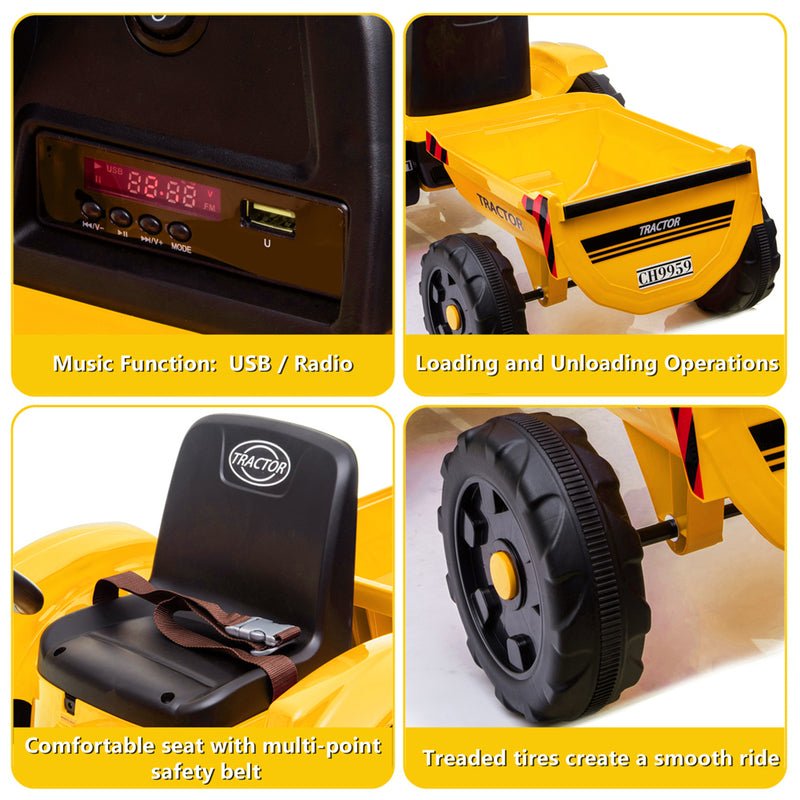 YIWA Dual Drive Electric Tractor with Music Remote Control