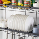 GAOMON Double Layer Bowl  Rack Shelf Dish Drainer 92cm Inner Length Kitchen Organizer Black