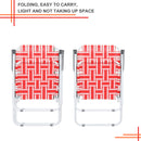 GAOMON 2pcs Beach Chair Steel Tube Bearing 120kg Folding Beach Chair Red White Strips