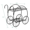 GAOMON 2-Tier Flower Pot Stand Garden Cart Design Plant Holder Black