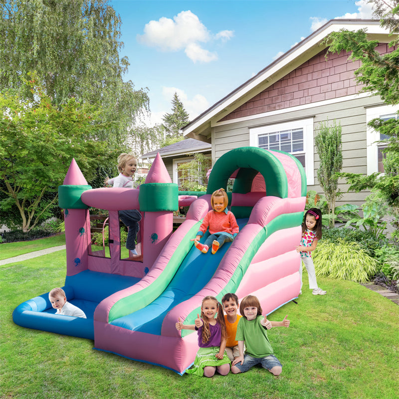 THBOXES Bounce House Inflatable Bouncer with Air Blower Bouncy Castle Pink