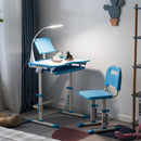 GAOMON Kids Desk Chair Set Height Adjustable Student Study Desk Home Schooling Blue