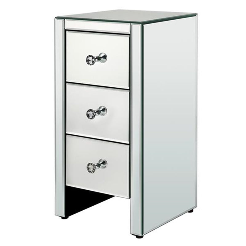 AMYOVE Mirrored Nightstand Bedside End Table with 3-Drawers for Bedroom Mini Cabinet