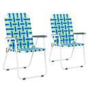 GAOMON 2pcs Strip Beach Chair 120kg Folding Beach Seat Chair Blue