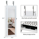 GAOMON Wooden Jewelry Storage Mirror Cabinet Wall Hanging Shelf - White