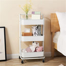 GAOMON 3-tier Widened Cart Multi-function Layer Cart Movable Storage Rack Ivory