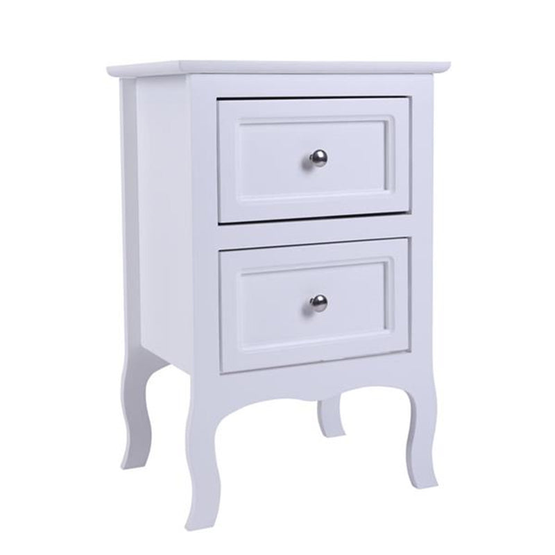 AMYOVE Nightstand with 2 Drawer Side End Wood Bedside Tables White