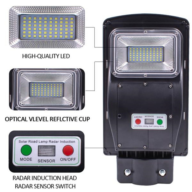 REDCOLOURFUL 30w 60leds Solar Street Path Light Ultra-bright Light Outdoor Wall Road Lamp Black
