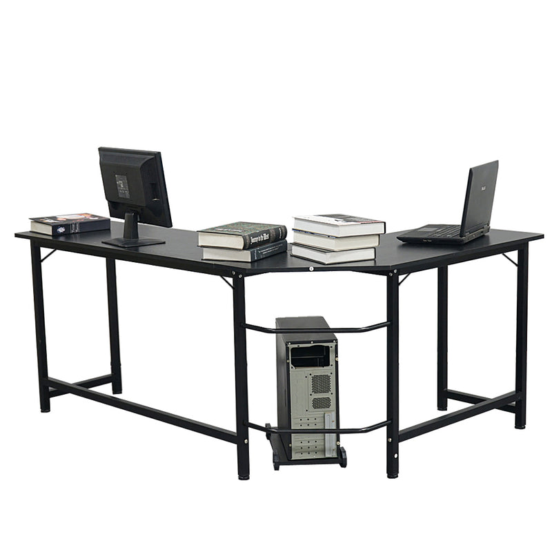 AMYOVE L-Shaped Office Desk Home Corner Gaming Desk Computer Table Black