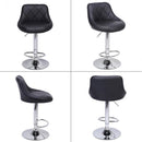 GAOMON 2pcs Shell Back Adjustable Swivel Bar Stools PU Leather Black