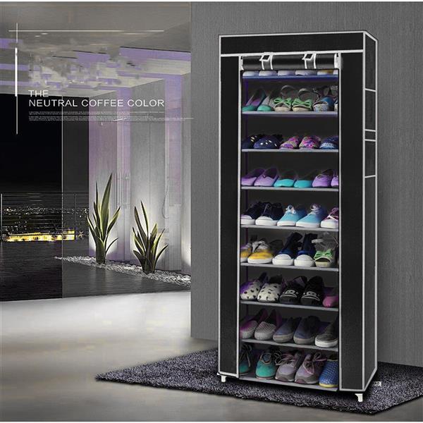 RONSHIN Non-woven 9 Tier Shoe Rack Shoe Shelf Storage Closet Organizer Cabinet