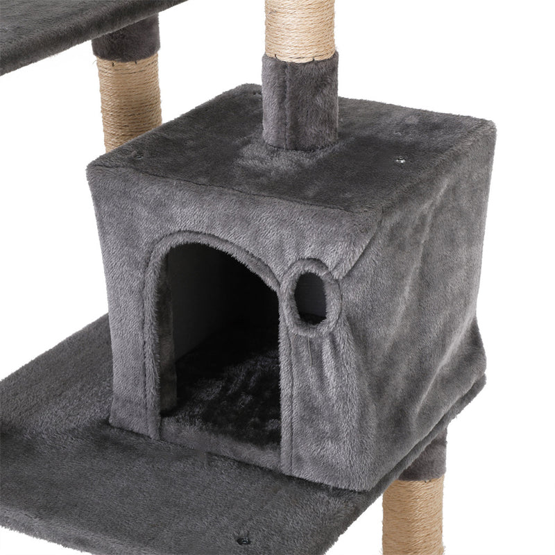 BEESCLOVER Cat Tree Toy Plush Indoor Multistory Cat Tree Toys Cat Climbing Frame Toy Grey