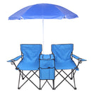 GAOMON Double Folding Picnic Camping Chairs with Umbrella Blue