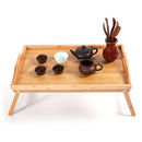 GAOMON Bamboo Tray Tea Table with Folding Legs Desk Wood Color