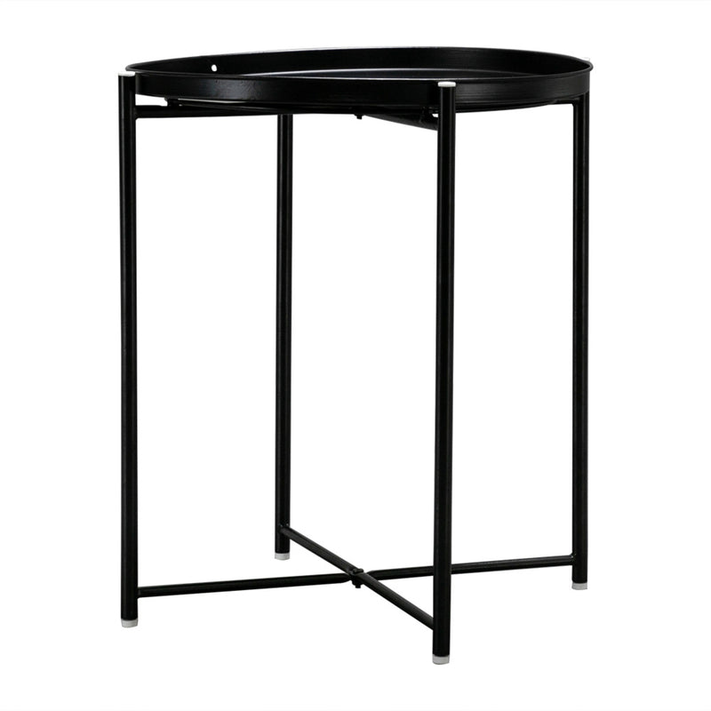 AMYOVE Round Table Living Room Sofa Bed Side Table Black